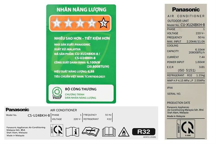 Điều Hòa Panasonic Inverter 24000 BTU 1 Chiều CU/CS-U24BKH-8 - Model 2025